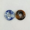 thumbnail image 3 of GKNET 30pcs Natural Mixed Gogo Donut Round Safety Buckle Stone Beads Hole 18mm Making, 3 of 8