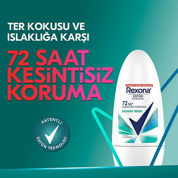 Rexona Protection Supérieure Déodorant à Bille pour Femmes Fraîcheur sous la Douche Protection Ininterruptive 72 Heures 50 ml