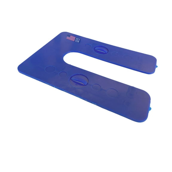 Glazelock Econo06 1/16" Thick Shim 4"L x 3"W with 7/8" Slot Interlocking Square Horsehoe Plastic Shims Blue 100pc/bag