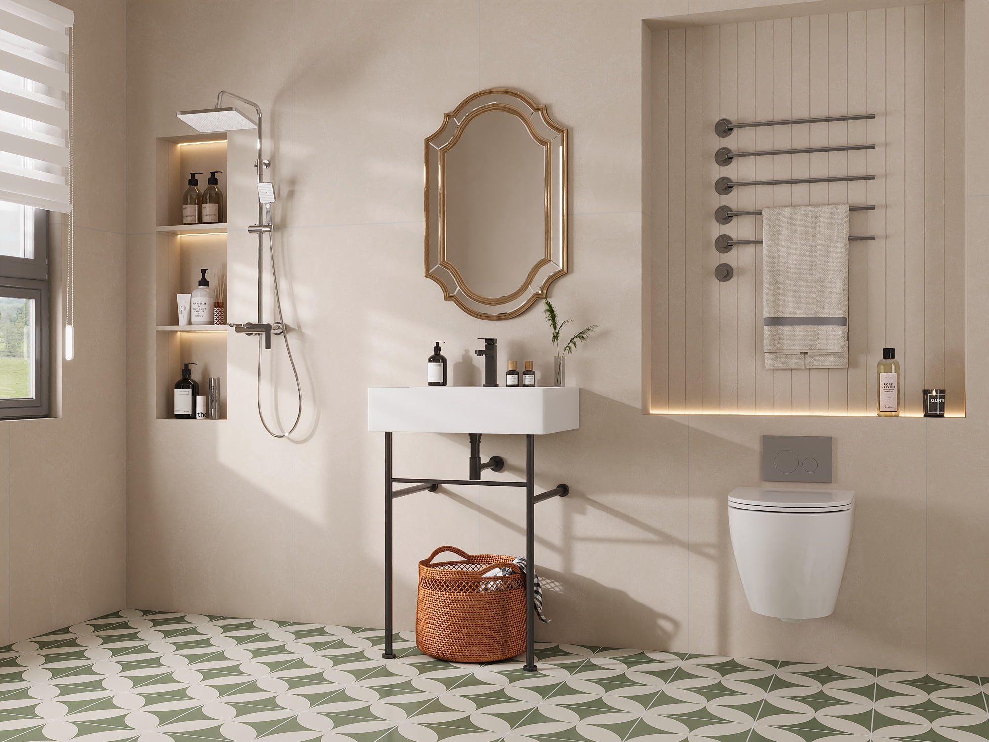 24" White Rectangular Console Bathroom Sink with Overflow