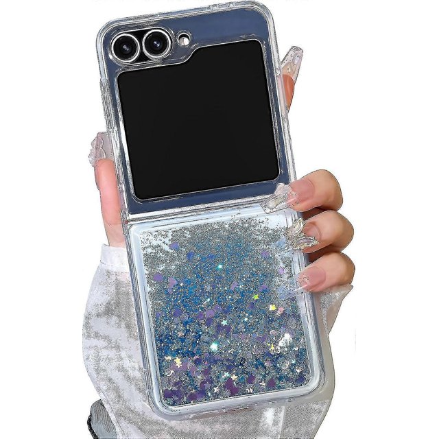 Funda con purpurina para Samsung Galaxy Z Flip 6 5g, funda transparente de TPU a prueba de golpes con purpurina líquida y arena movediza para mujeres y niñas