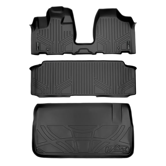 SMARTLINER 3 Rows Custom Fit Floor Liners Compatible with 2008 - 2020 Dodge Grand Caravan