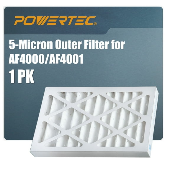 POWERTEC 1PK 5-Micron Outer Filter MERV 10 for WEN 3410 & POWERTEC AF4000/AF4001 Air Filtration System, Replacement for WEN 90243-027-2 Woodworking Air Filters for Workshop, Garage & Shop (75007V)