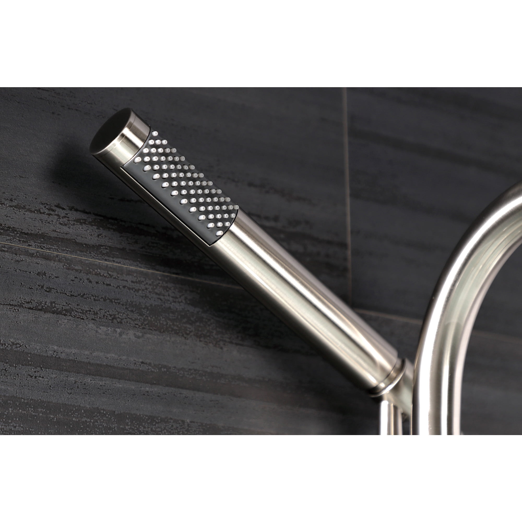 Kingston Brass AE8158RKX Webb 7-Inch Adjustable Wall Mount Clawfoot Tub Faucet with Knurled Handle and Hand Shower, Brushed Nickel