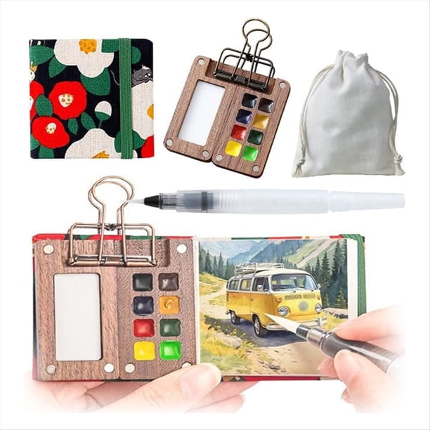 de Pintura de Viaje, Mini Juego de Pintura de Acuarela, de Pintura Portátil para Viajes, de Pintura de Acuarela