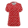 thumbnail image 4 of TKLPEHG Summer Tops For Women Short Sleeve Plus Size V-Neck Tunic Tops Fashion Summer Casual Loose Polka Dots Print Graphic Tee Comfy Outfits (Red,XXXL), 4 of 4
