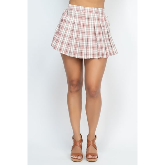 Plaid Pleated Mini Skorts S