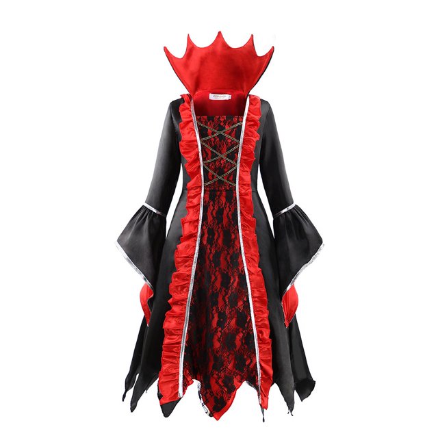 Disfraz de vampiro para niñas, traje de cuello alto, fantasma, novia, fantasía, carnaval, fiesta, manga acampanada, 2 a 11 años