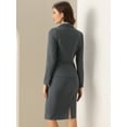 thumbnail image 4 of DARING DIVA Women's 2 Pcs Long Sleeve Blazer Pencil Skirt Outfit Set XS Dark Gray, 4 of 6