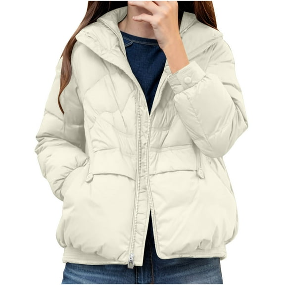 Winter Warm Coats for Womens Fashion Plus Size Solid Color Down Jacket Short Thick Stand Up Collar Style Jacket