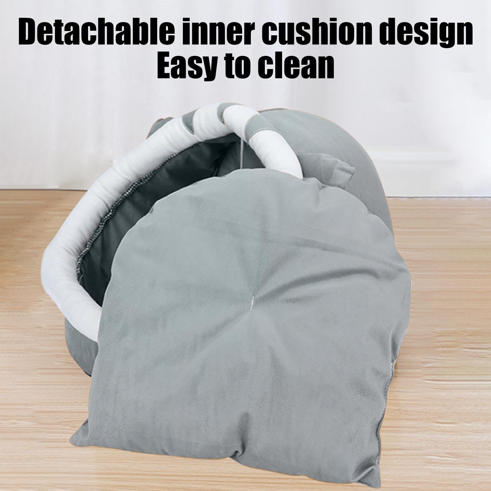 Semi-Closed Cat and Dog Bed, Removable Washable Pet Litter Mat and Kennel Cushion, Plush Warm Flock House for Indoor Cats, Dogs, Kittens, and Puppies, Comfortable Winter Pet Sleeping Pad