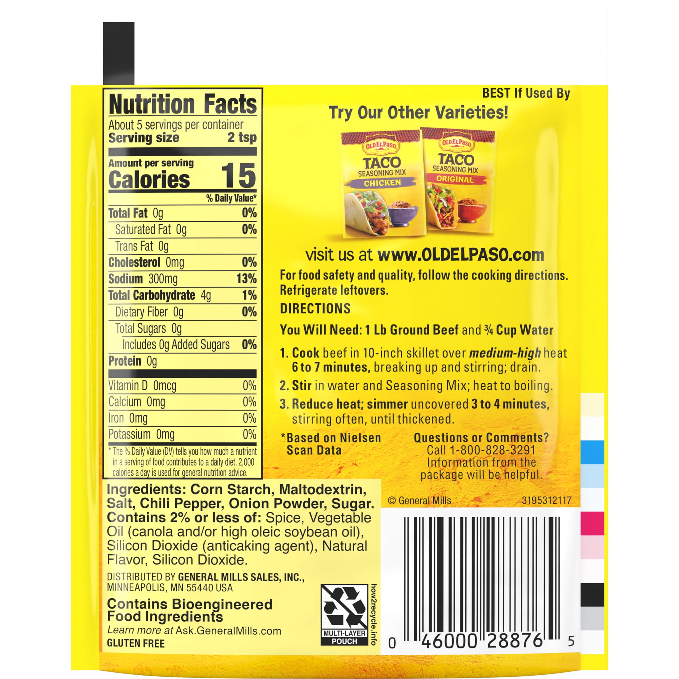 (8 pack) Old El Paso Mild Taco Seasoning Mix, Gluten Free, 1 oz