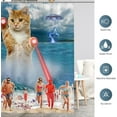 thumbnail image 5 of Stall Small Shower Curtain - Funny Cute Cool Ocean Cat with Weird Adults Beach UFO Fun Narrow Half Fabric Cloth Shower Curtain Set for Bathroom Decor Accessories Bath Curtain, 36"x72", 5 of 5
