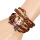 thumbnail image 1 of Vintage Style Bracelet Handmade PU Leather Woven Unisex Bracelet Jewelry (Pink butterfly), 1 of 1
