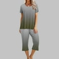 thumbnail image 2 of Zpanxa Womens Pajama Sets 2PC Short Sleeve Sleepwear Tops and Capri Pants Pjs Print Pajama Sets Round Neck Sleepshirt Loungewear Pajamas with Pockets Gray A L, 2 of 7