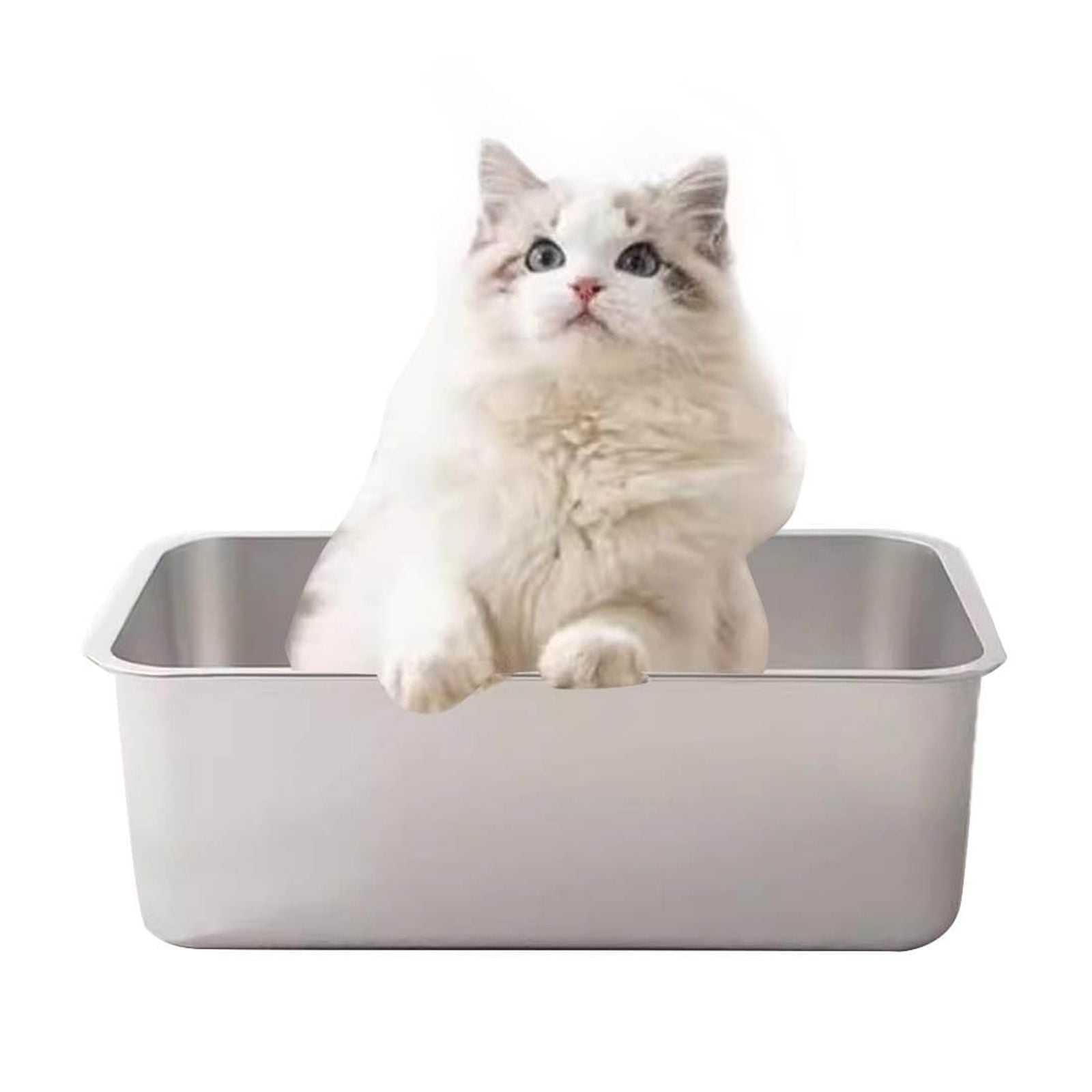 Tarmeek Stainless Steel Cat Litter Box XL Extra Large High Sided Metal Litter Pan Anti-Leakage Non-Stick Easy Clean Rustproof for Large Cats