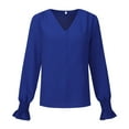 thumbnail image 4 of Maean Womens Dressy Blouse V Neck Business Office Tops Ruffle Long Sleeve Work Tunic Shirts Outfits, 4 of 8