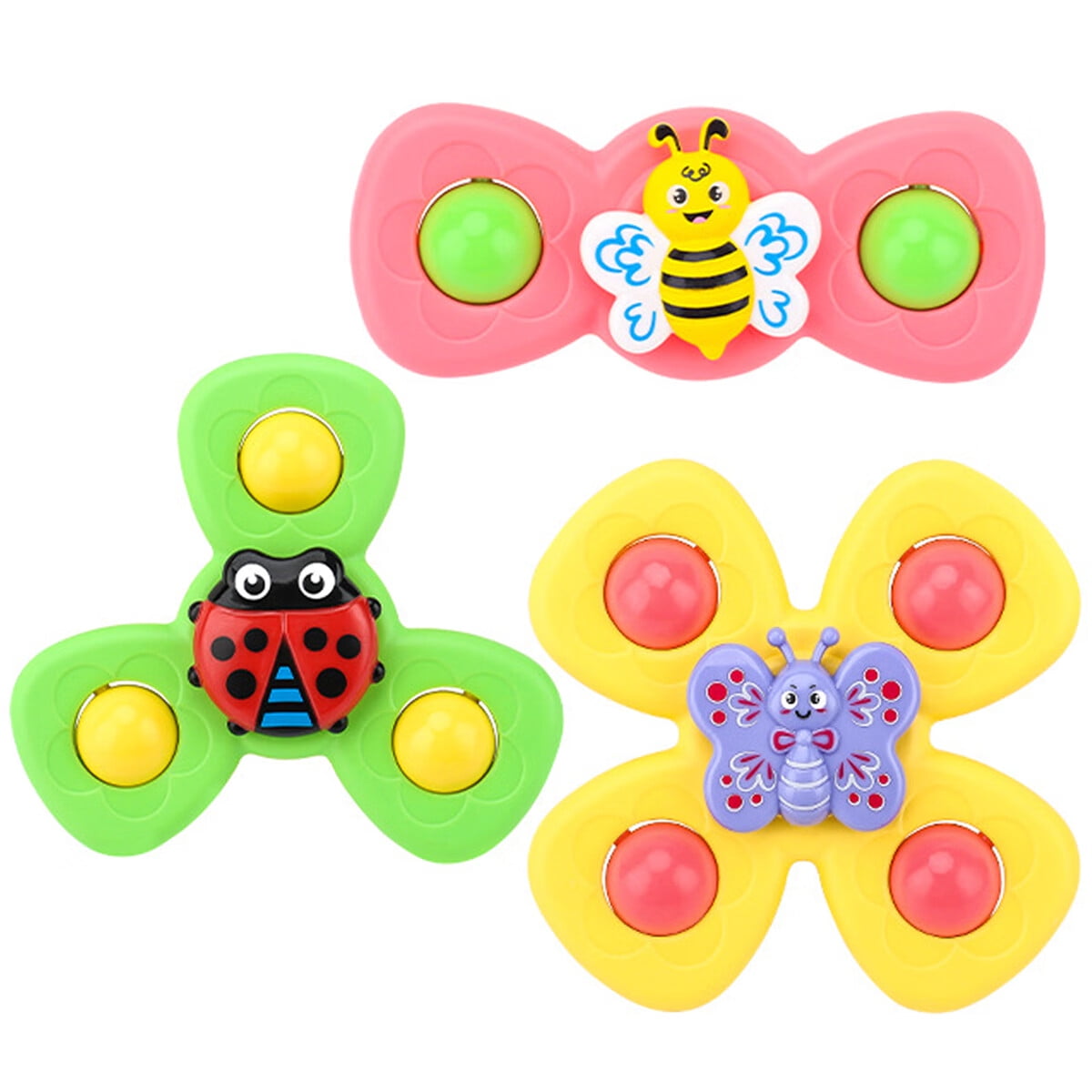 Pack de 3 Bébé Bain Spinner Jouet avec ventouse rotative Spinning Top Toy  Animal Spin Sucker Baby Bath Toys Dining Chairs Toys Windmill