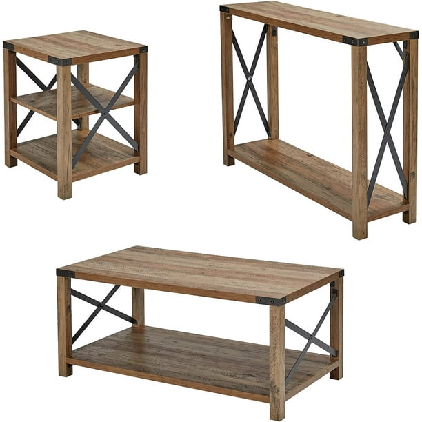 Amerlife 3 Piece Living Room Table Set Includes Coffee Table, End Table & Entry Table for