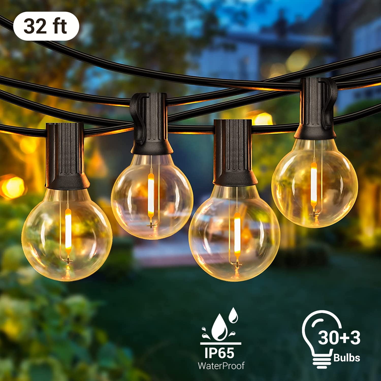 25Ft/ 30Ft/ 50Ft/ 100Ft Globe Bulbs Outdoor Waterproof Holiday String Lighting 
