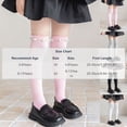 thumbnail image 3 of fnnxnal Girls Black Cotton Knee High Socks Pearl Decorated Ribbed Stretchy School Uniform for 3-13 Years,Size 8-13T, 3 of 5