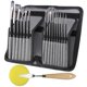 thumbnail image 1 of 15 Pieces Oil Painting Acrylic Gouache Watercolor Brush Set with Pop-up Carrying Case with Palette Knife and 2 Sponges - Black, 1 of 5