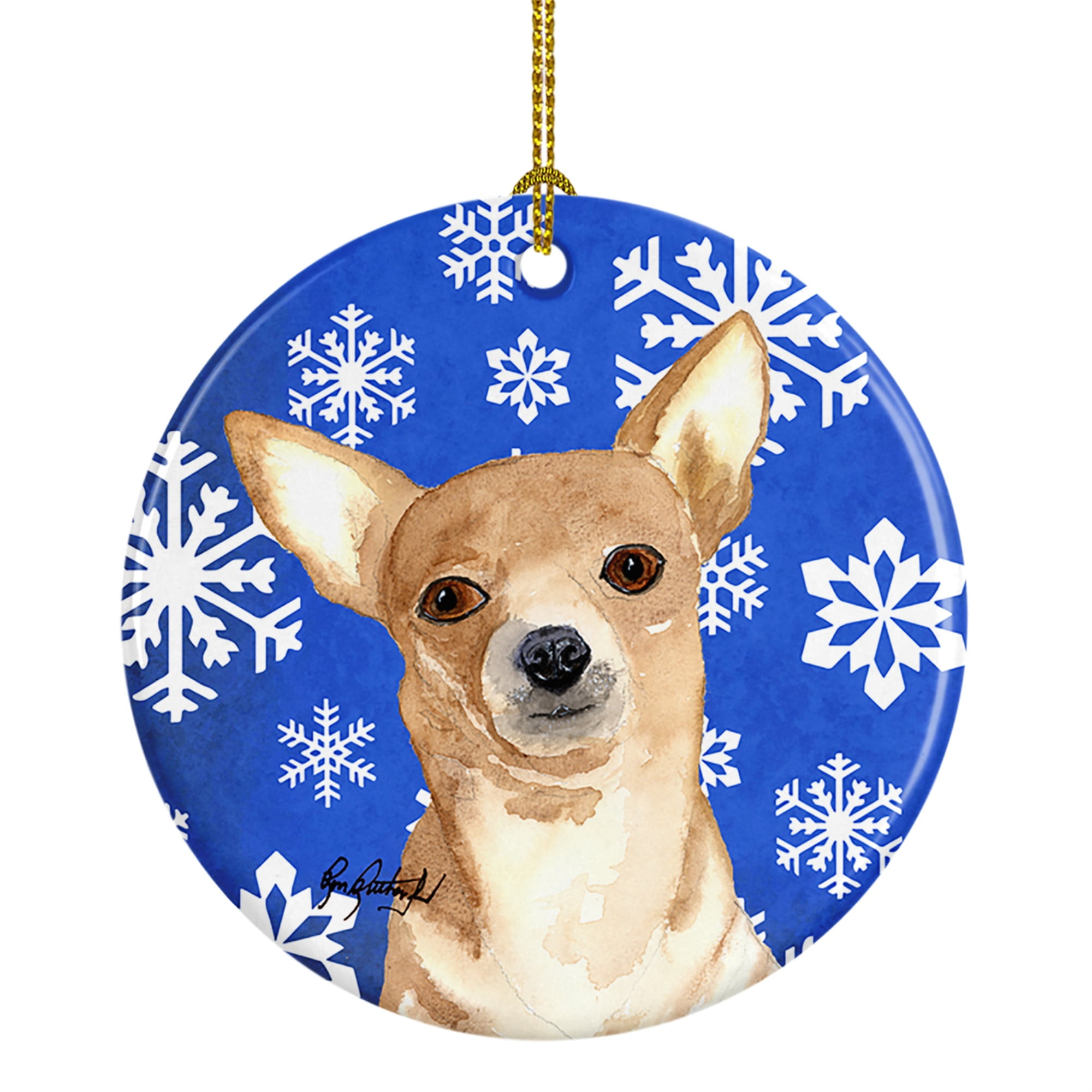 White Snowflake Chihuahua Christmas Ceramic Ornament - Walmart.com ...
