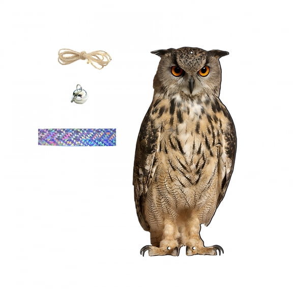 LAMIRO Fake Owl Decoys to Scare Birds Away,Head Plastic Owl Bird Deterrents,Height Bird Scarecrow Nature Enemy Horned Pest Repellent for Outdoor Garden Yard