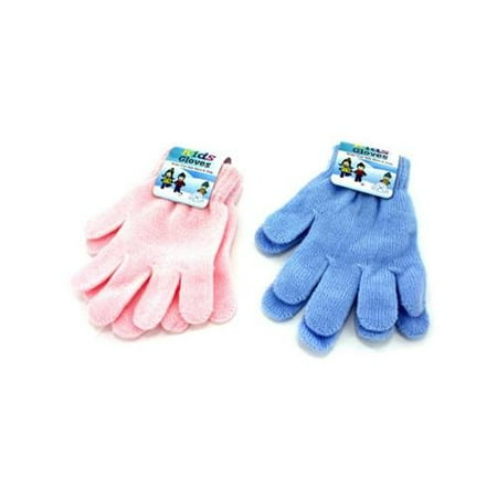 Kid & number 039; s gloves, assorted pink or blue - Case of 24