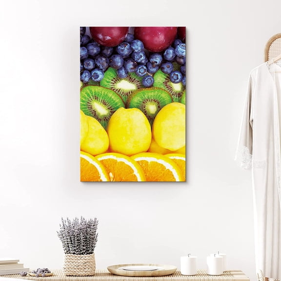 PixonSign Canvas Print Wall Art Variety of Kiwi, Lemons, and Oranges Fruit Family Photography Modern Art Decorative Elements Closeup Multicolor Ultra for Living Room, Bedroom, Office - 32"x48"