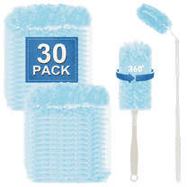 Xueyu 30 Count Duster Refills Heavy Duty Duster Refills for Swiffer Duster, 4X Microfibers, for Cleaning Home, Blinds, Cars, Multisurface Duster Replacements with 1 Short Handle and 1 Extended Handle