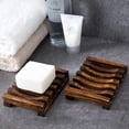thumbnail image 2 of Jabonera de madera para baño, soporte rectangular para jabón, esponjas y estropajo, para bañera o ducha (paquete de 3 jaboneras), 2 of 4