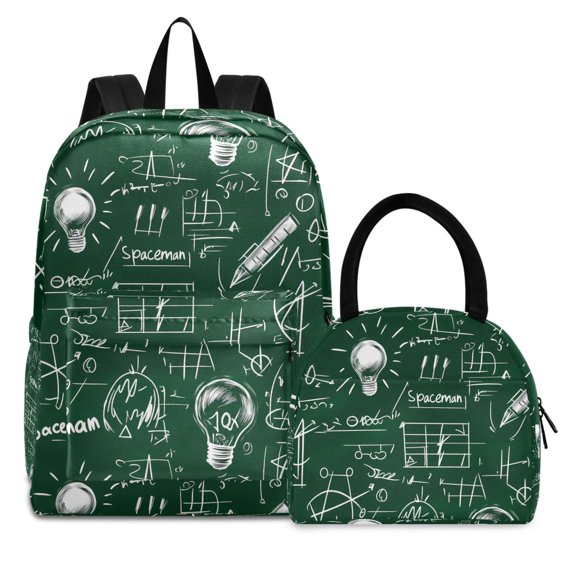 ALAZA Backpack Set Science Note Green Elementary School Bags Student BookBag with Lunch Bag