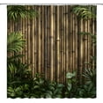 thumbnail image 5 of Bamboo Shower Curtain,Zen Japanese Nature Decor for Bathroom,Green Leaf Brown Fabric Curtain with Hooks-72"W x 86"L (Pack of 1), 5 of 7