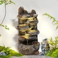 thumbnail image 6 of WJSP Gray 6-Tier Cascading Rock Water Fountain 35x30x68cm Outdoor Freestanding Waterfall with LED Light Pump Natural Stone Look for Garden Patio Yard, 6 of 6
