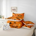 thumbnail image 5 of Manfei Teens Happy Halloween Bedding Comforter Set 7pcs, Gothic Bat Print Queen Bedding Sets, Cartoon Stars Pumpkin Reversible Queen Sheet Sets, Microfiber Bedroom Decor, 5 of 7