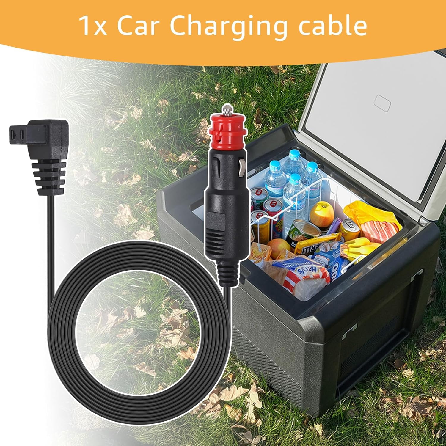 mistyhony DC 12V/24V Car Refrigerator Power Cord, 10FT 16AWG Pure Copper Portable Freezer Charging Cable with Multi-Protection, Male-to-Female Plug for Most Car Fridge Brands
