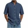thumbnail image 2 of Kakii Mens Waffle Button Down Shirt Short Sleeve Loose Fit Cuban Summer Beach Plain Tops, 2 of 6
