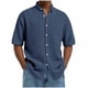 thumbnail image 2 of Blusa y camisa de manga corta con cuello vuelto para hombre, color liso, informal, a la moda, de manga corta, con cuello vuelto y botones, blusa de poliéster para hombre., 2 of 6