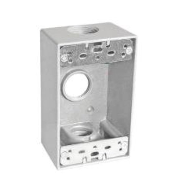Caja de salida eléctrica Sealproof de 1 módulo, 3 orificios, resistente a la intemperie