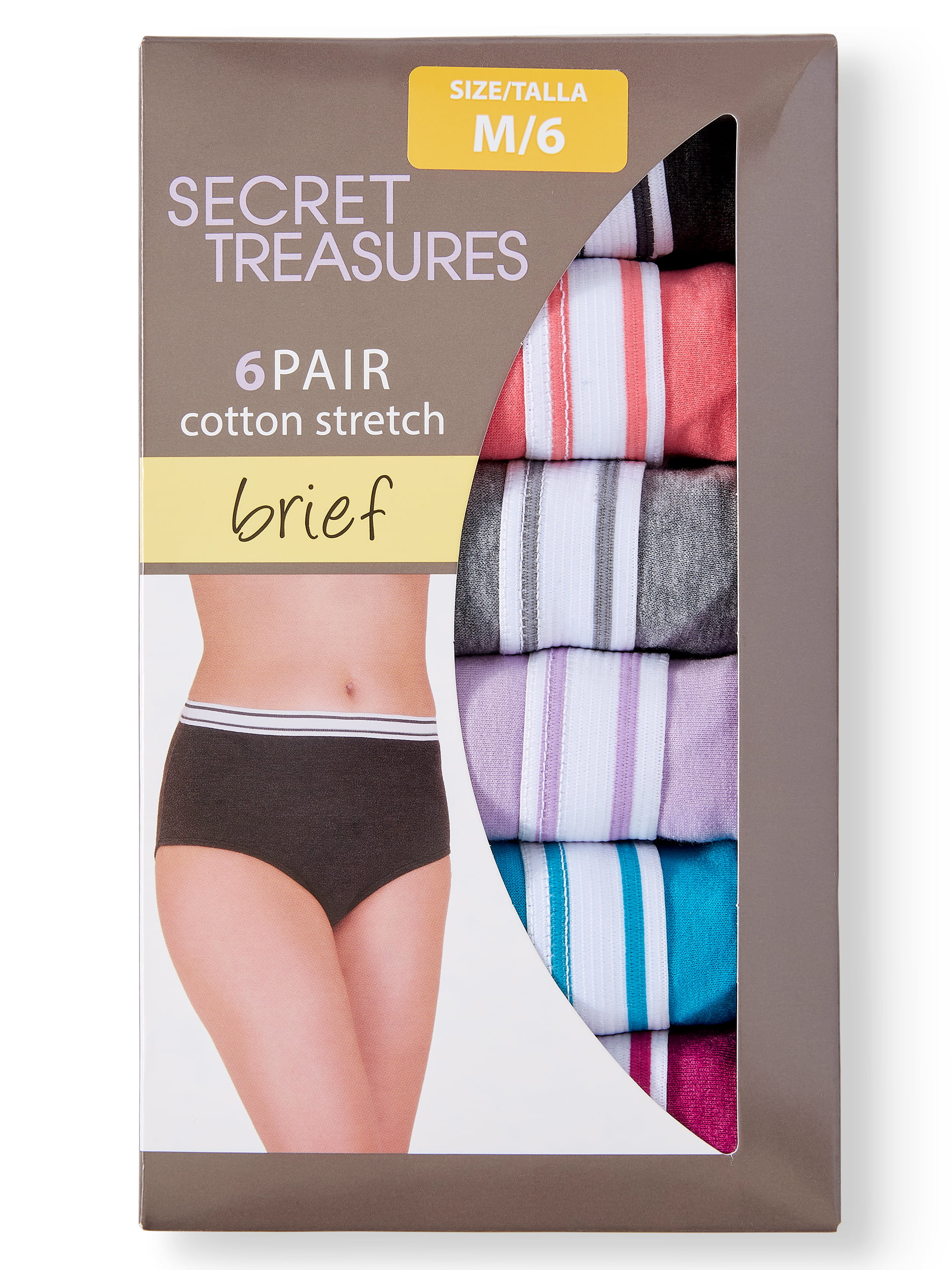 Secret Treasures Women's Cotton Stretch Brief Panties, 6-Pack 