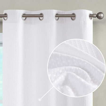 JINCHAN White Curtains for Bedroom Waffle-Weave | Walmart Canada