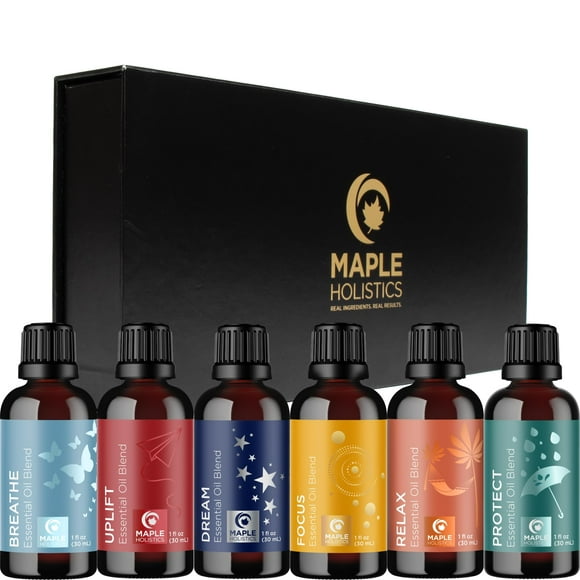 Maple Holistics Premium Essential Oil Set - Extra Large 100% Pure Aromatherapy Oil Blends for Diffusers - 6 Pack