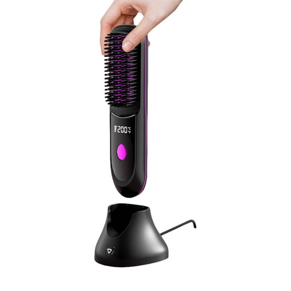 Cordless Hair Straightener Brush Fast Heating 3 Gear Adjustable Temperature USB Rechargeable Hair Straightening Comb