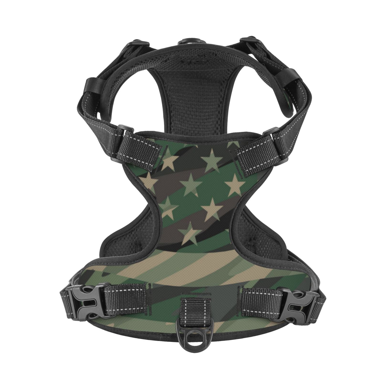 Picia Jungle Green Camo USA Flag No-Pull Dog Harness Reflective Front Clip Vest with Handle,Step-in Air Dog Harness,Adjustable 2 Metal Rings 4 Buckles,Easy to Put on & Take Off Small