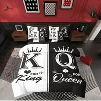 Black White Couple Queen Bed In A Bag 7 Piece For Adults Men Women,King And Queen Crown Bedding Set Mr Mrs His Her Comforter Set Romantic Valentine'S Day Gifts Sheet Set With Comforter