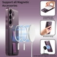 thumbnail image 2 of Designed for Samsung Galaxy S25 Edge Magnetic Phone Case,With Contractile WristBand,Compatible with Mag-safe,PU Leather Shockproof Heavy Duty Anti-fall Anti-Scratch Phone Case Cover,Purple, 2 of 9