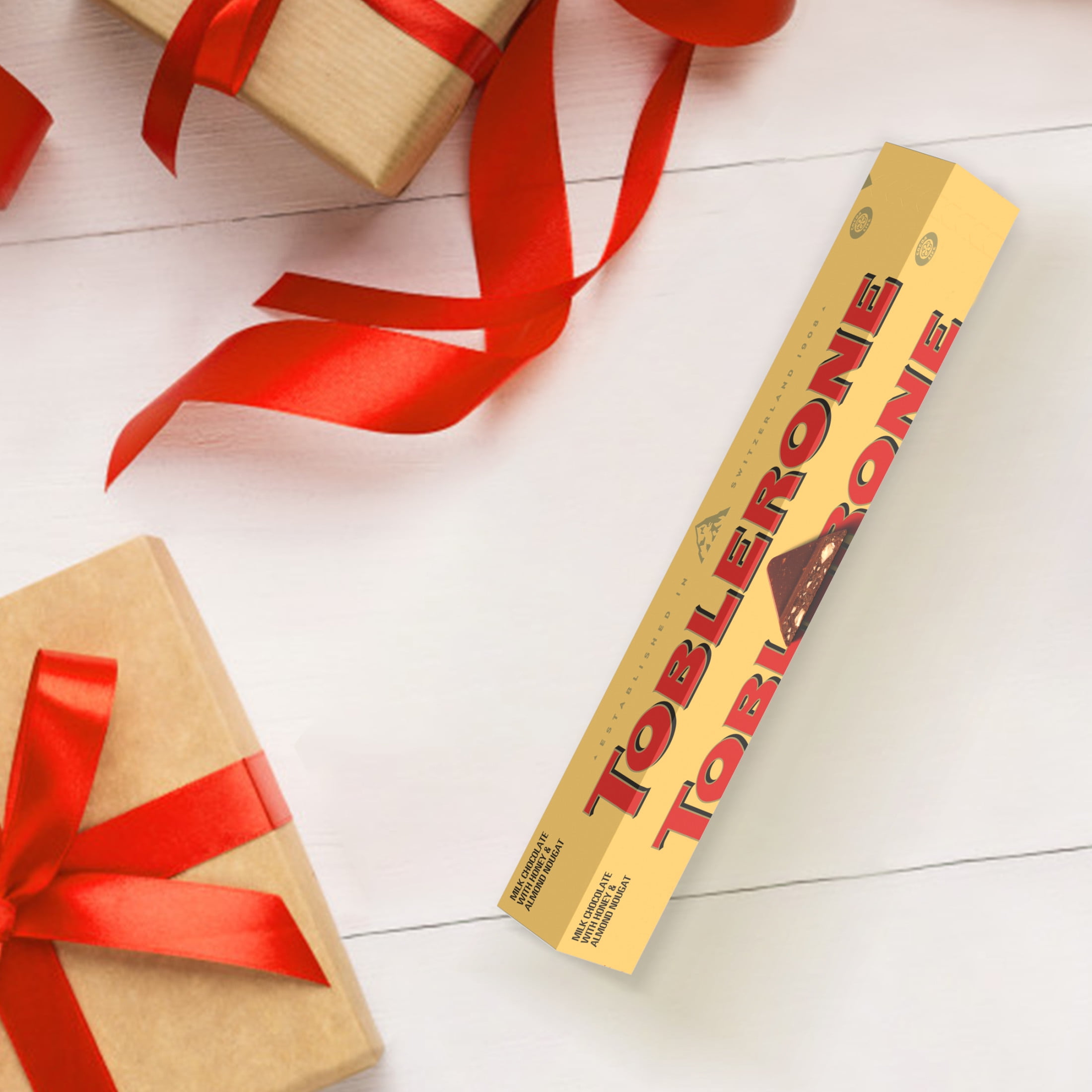 (2 pack) TOBLERONE Milk Chocolate Bar with Honey and Almond Nougat, 3.52 oz