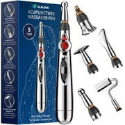 GLALOVE Acupuncture Pen  Electronic Meridian Energy Acupuncture Pen for Pain Relief Therapy with 5 Massage Heads (AA Battery NOT INCLUDED)