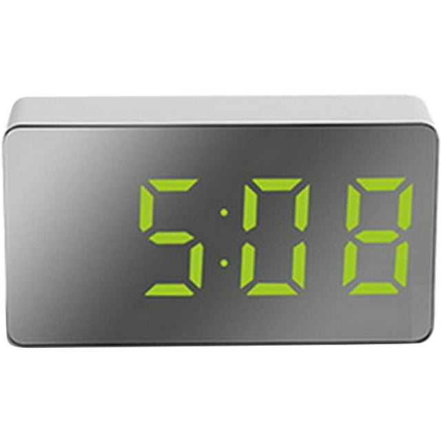 YOPTOP Electric Digital LED Alarm Clock USB Operated Temperature Mirrored Large Display,green,1pc